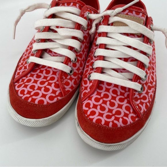 Coach Red/Pink Signature C Monogram Edith Sneakers 9 - Picture 3 of 8